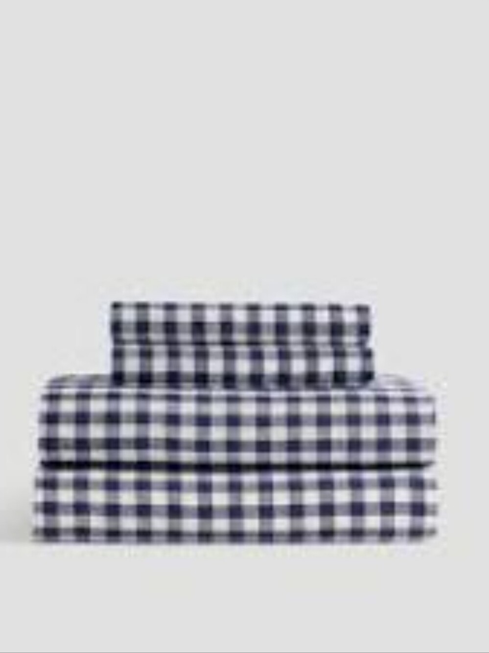 Quince 100% European Linen 4 Piece Sheet Set King Size Gingham Navy & White New